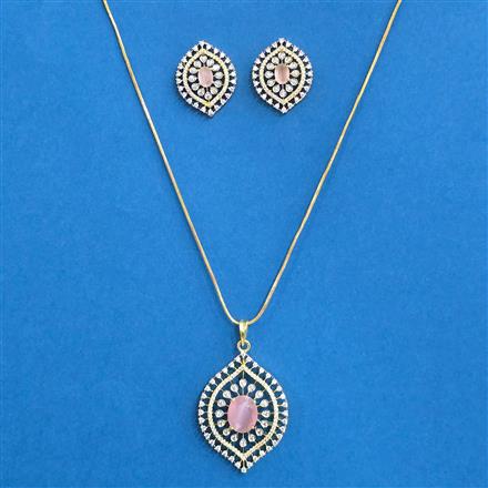 Cz Classic Pendant Set With 2 Tone Plating