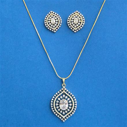 Cz Classic Pendant Set With 2 Tone Plating