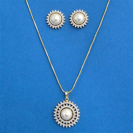 Cz Classic Pendant Set With 2 Tone Plating