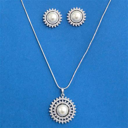 Cz Classic Pendant Set With Rhodium Plating