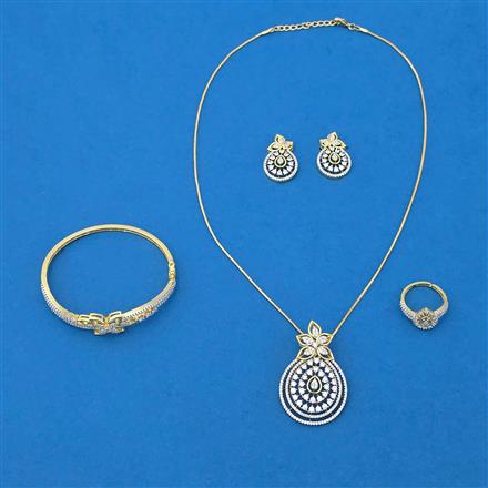 Cz Combo Pendant Set With 2 Tone Plating