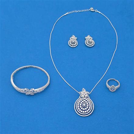 Cz Combo Pendant Set With Rhodium Plating