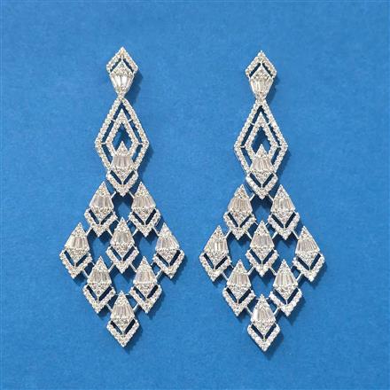 Cz Classic Earring With Mehndi 2 Tone Rhodium Plating