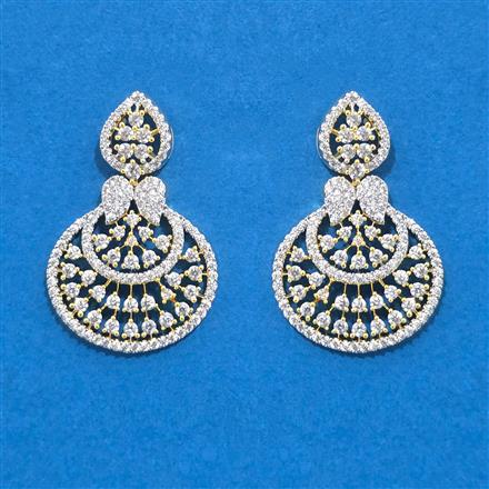 Cz Delicate Earring With Mehndi 2 Tone Rhodium Plating