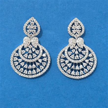 Cz Delicate Earring With Mehndi 2 Tone Rhodium Plating