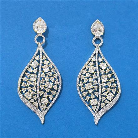 Cz Classic Earring With 2 Tone Rhodium Carat Plating