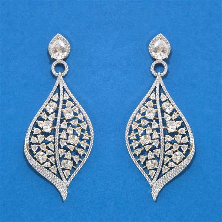 Cz Classic Earring With 2 Tone Rhodium Carat Plating