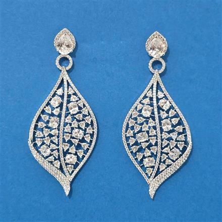 Cz Classic Earring With 2 Tone Rhodium Carat Plating