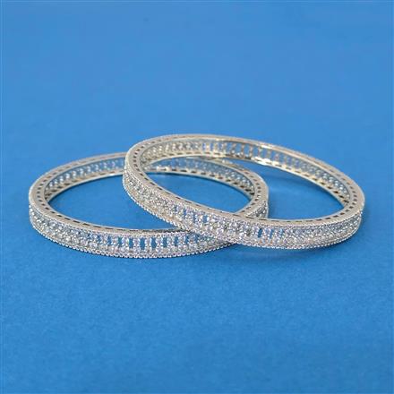 American Diamond Classic Bangles With Rhodium Plating