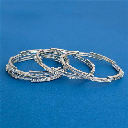 Cz Classic Bangles With Rhodium Plating