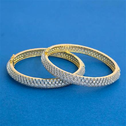 Cz Openable Bangles With 2 Tone Rhodium Plating