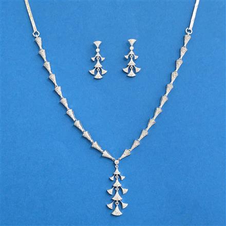 Cz Classic Necklace Set With 2 Tone Rhodium Plating