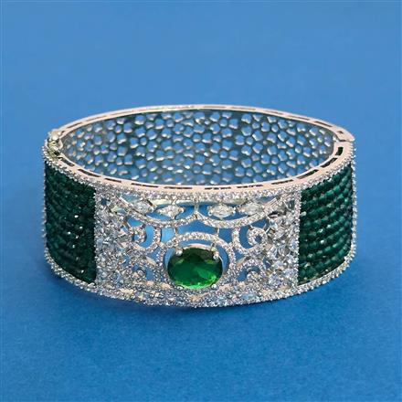 Cz Openable Kada With Rhodium Plating
