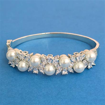 Cz Openable Kada With 2 Tone Rhodium Plating