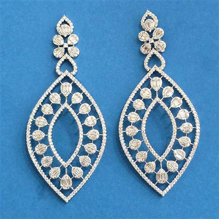Cz Classic Earring With Mehndi 2 Tone Rhodium Plating