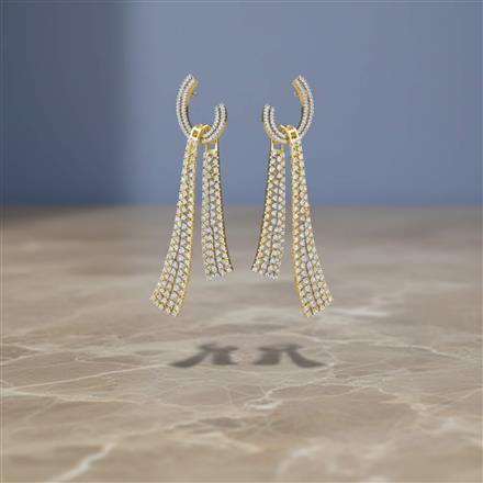 Cz Classic Earring With Mehndi 2 Tone Rhodium Plating