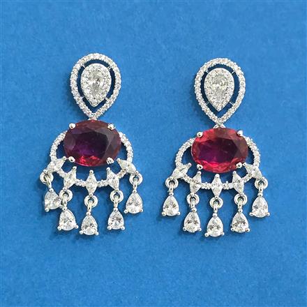 Cz Classic Earring With Rhodium Plating
