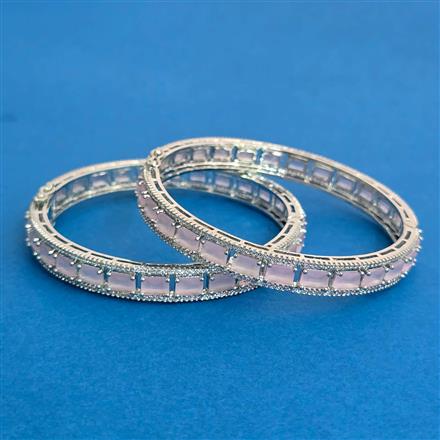 Cz Openable Bangles With Rhodium Plating