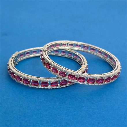 Cz Openable Bangles With Rhodium Plating