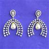 Cubic Zirconia Classic Earring With Mehndi 2 Tone Rhodium Plating