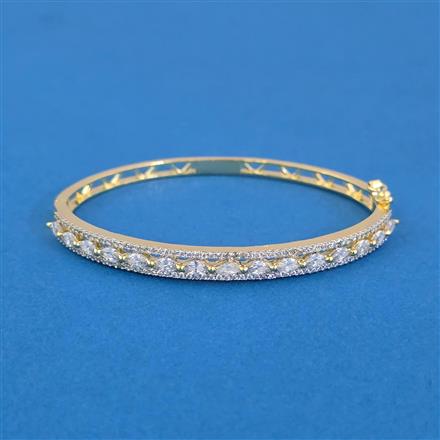 Cubic Zirconia Openable Kada With Gold Plating Mehndi Plating 2 Tone Plating