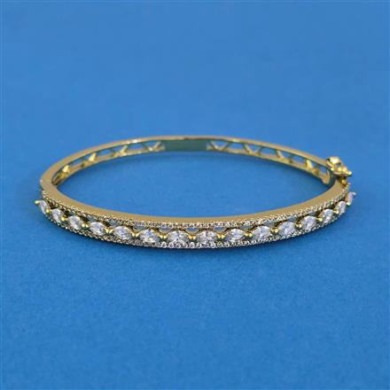 Cubic Zirconia Openable Kada With Gold Plating Mehndi Plating 2 Tone Plating