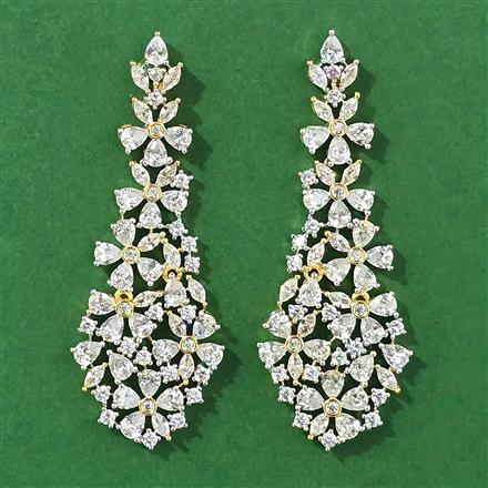 Cubic Zirconia Classic Earring With 2 Tone Rhodium Plating