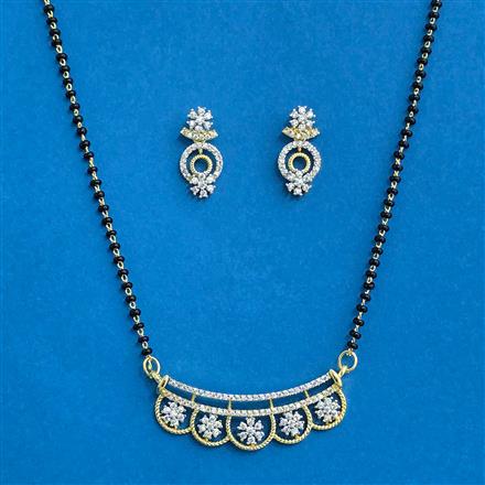 Cz Classic Mangalsutra With 2 Tone Rhodium Plating
