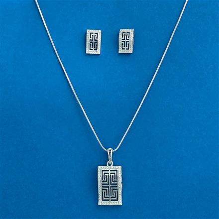 Cz Classic Pendant Set With Rhodium Plating