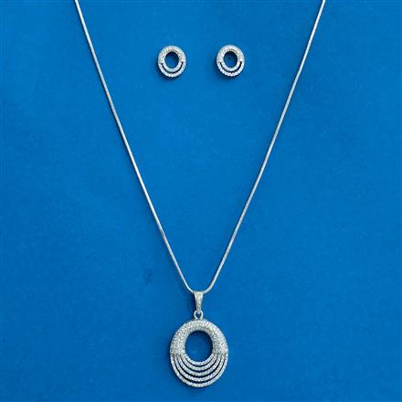 Cz Classic Pendant Set With Rhodium Plating