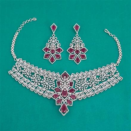 American Diamond Classic Necklace With Rhodium Plating