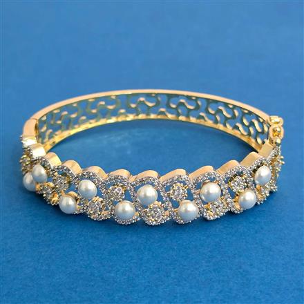 Cz Openable Kada With 2 Tone Rhodium Plating
