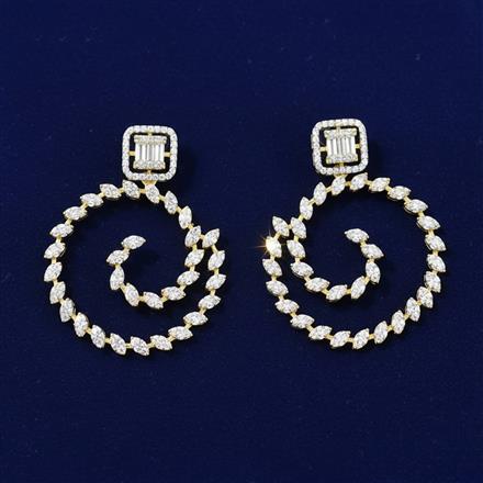 Cubic Zirconia Classic Earring With 2 Tone Rhodium Plating