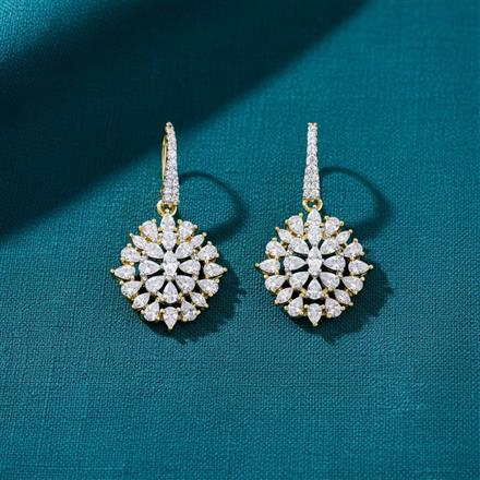 Cubic Zirconia Classic Earring With Mehndi 2 Tone Rhodium Plating