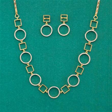 American Diamond Delicate Necklace with Rhodium Plating 2 Tone Plating Mehndi Plating