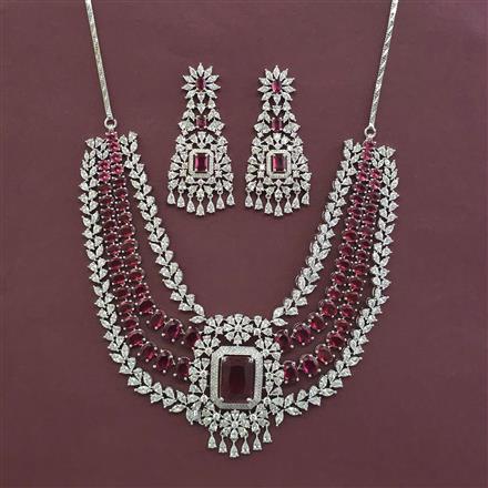 Cz Classic Necklace With Rhodium Plating