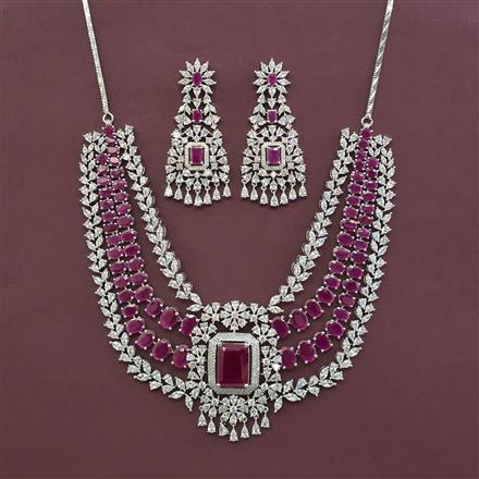 Cz Classic Necklace With Rhodium Plating