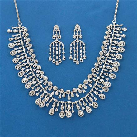 Cubic Zirconia Classic Necklace With Rhodium Plating