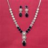 Cz Moti Necklace Set With Rhodium Plating