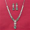 Cz Moti Necklace Set With Rhodium Plating