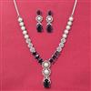 Cz Moti Necklace Set With Rhodium Plating