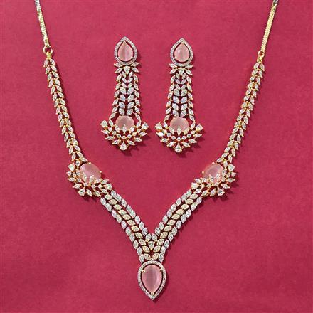 Cz Classic Necklace Set With 2 Tone Plating