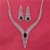 Cz Classic Necklace Set With Rhodium Plating