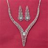 Cz Classic Necklace Set With Rhodium Plating
