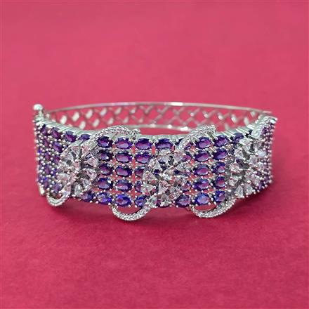 Cz Openable Kada With Rhodium Plating