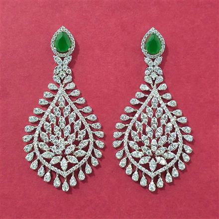 Cz Classic Earring With Rhodium Plating