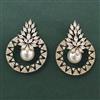 Cz Moti Earring With Mehndi 2 Tone Rhodium Plating