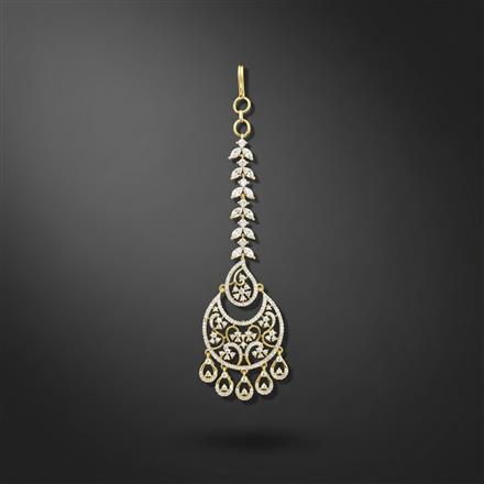Cz Classic Tikka With Mehndi 2 Tone Rhodium Plating