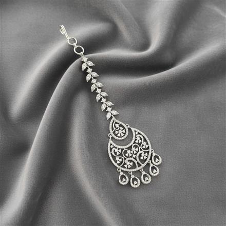 Cz Classic Tikka With Mehndi 2 Tone Rhodium Plating