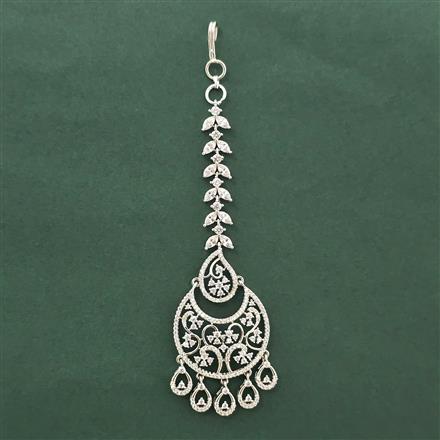 Cz Classic Tikka With Mehndi 2 Tone Rhodium Plating